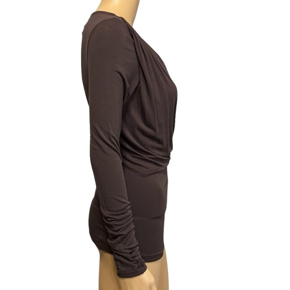 Kische Long Sleeve Asymmetrical Draped Brown Pullover Top Size S - Picture 4 of 7